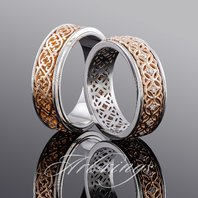 Обручальные кольца 944 | 944-A15413 комбинированные, фигурные