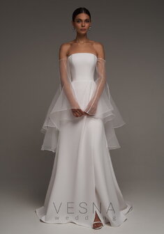 Свадебное платье Руми-V69815. А-силуэт, длинное со шлейфом.