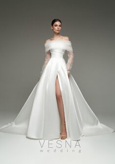 Свадебное платье Шадэ Вуаль-V70085. С пышной юбкой, длинное со шлейфом.