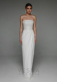 Свадебное платье Пайпер-V70108. С прямой юбкой, длинное без шлейфа.