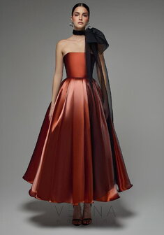 Свадебный салон Vesna (Москва) Грейс Терракот + Шарф-V70691. С пышной юбкой, длинное без шлейфа.