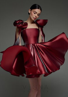 Вечернее платье Ника Рубин-V70708. С пышной юбкой, короткое без шлейфа.