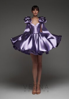 Вечернее платье Принцесс Лаванда-V70727. С пышной юбкой, короткое без шлейфа.