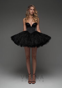 Вечернее платье Шарлиз-V70766. С пышной юбкой, короткое без шлейфа.