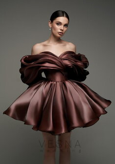 Вечернее платье Рафаэлла Ти Роуз-V70799. С пышной юбкой, короткое без шлейфа.