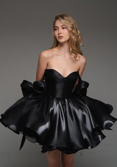 Вечернее платье Принцесс Блэк-V70836. С пышной юбкой, короткое без шлейфа.