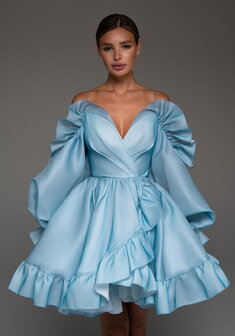 Вечернее платье Вейлан Скай-V70856. С пышной юбкой, короткое без шлейфа.