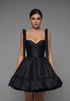 Вечернее платье Полини Нуар-V70875. С пышной юбкой, короткое без шлейфа.