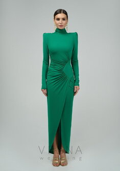 Вечернее платье Рейчел Грин-V70885. С прямой юбкой, длинное без шлейфа.