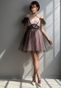 Вечернее платье 2317-М70896. С пышной юбкой, короткое без шлейфа.